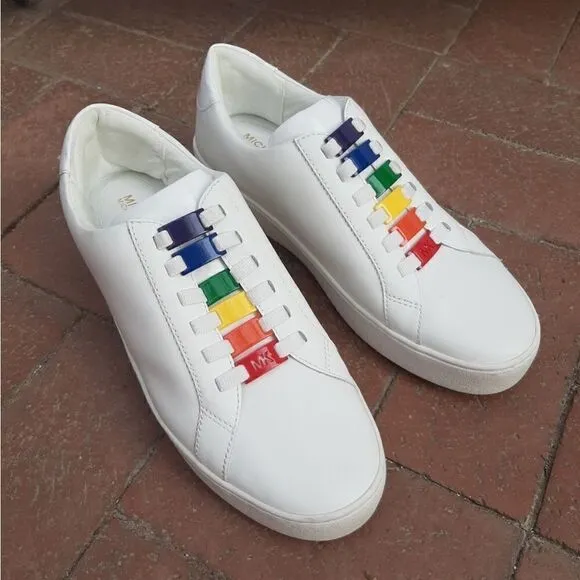 Michael Kors Cameron Leather Fashion Rainbow Lace Sneakers
