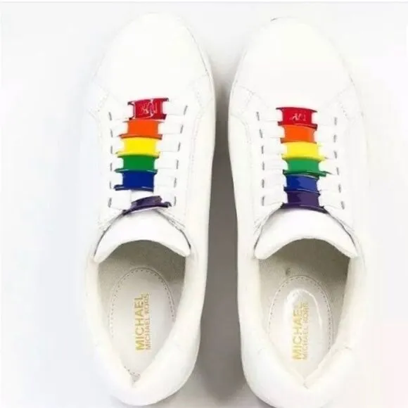 Michael Kors Cameron Leather Fashion Rainbow Lace Sneakers