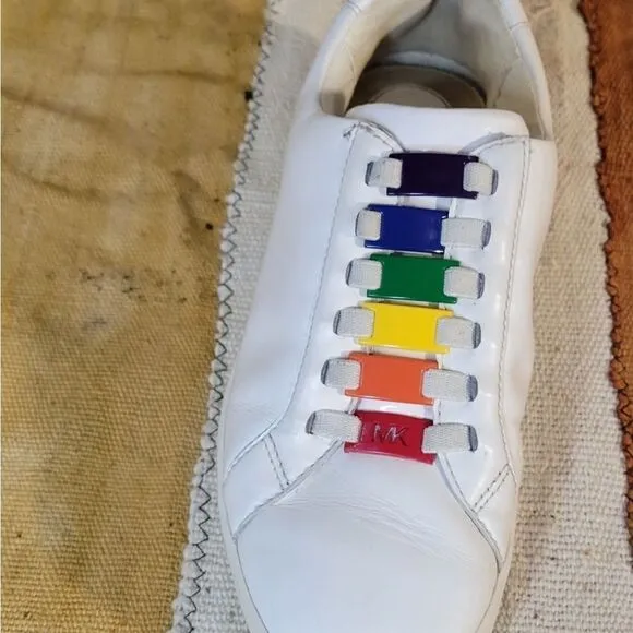 Michael Kors Cameron Leather Fashion Rainbow Lace Sneakers