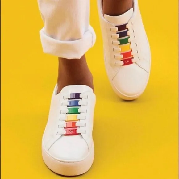 Michael Kors Cameron Leather Fashion Rainbow Lace Sneakers