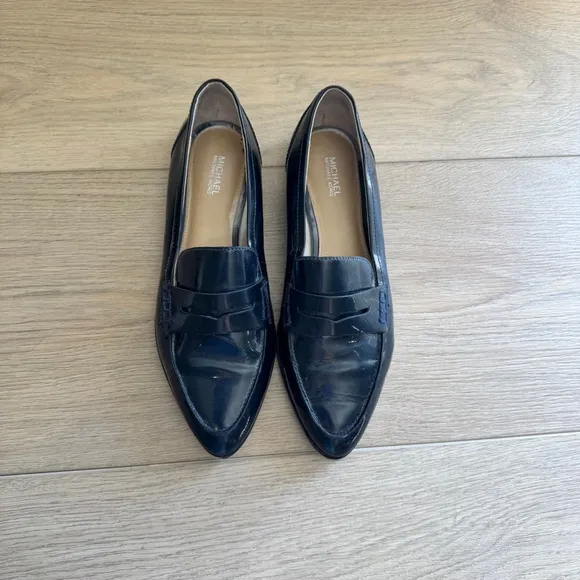Micheal Kors Navy Blue Patent Leather Loafers