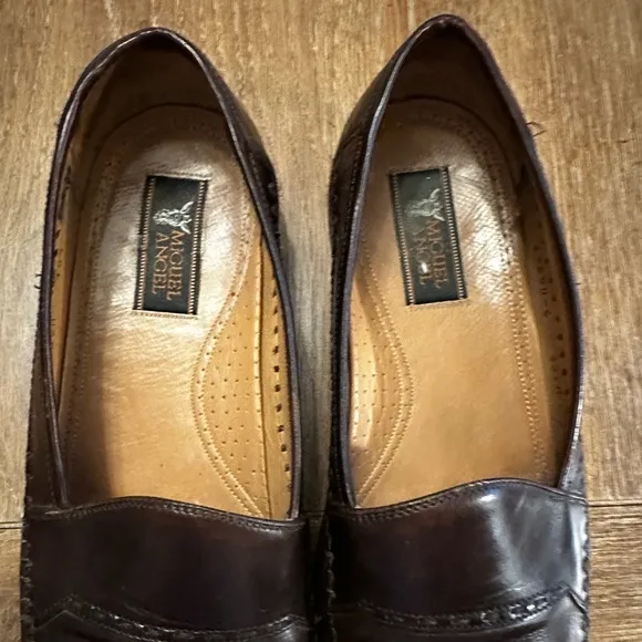Miguel Angel Brown Leather Men’s Loafers Size 10 1/2 Made In Spain