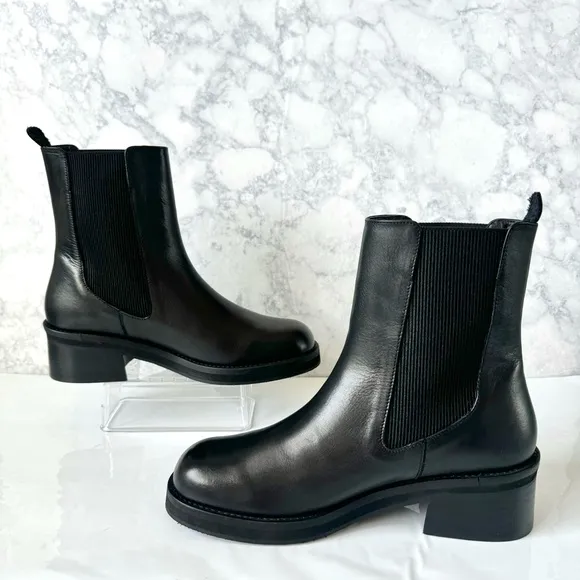 Miista E8 Thea Black Leather  Block Heel Chelsea Boots Size 40/9.5 US (NWOB)