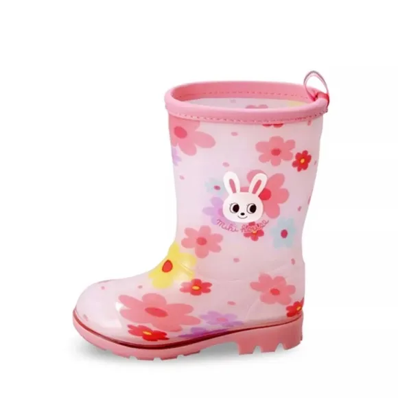 Miki House Girls' Flower Print Rain Boots