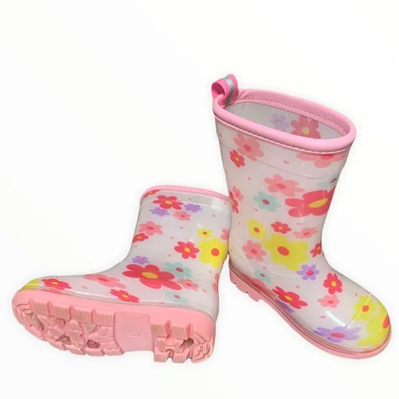 Miki House Girls' Flower Print Rain Boots