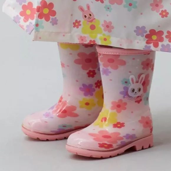 Miki House Girls' Flower Print Rain Boots