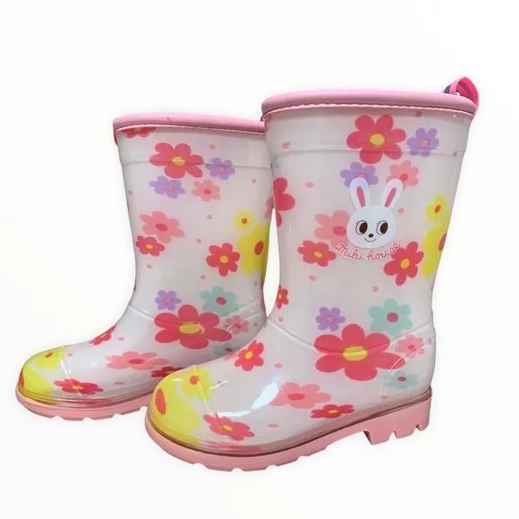 Miki House Girls' Flower Print Rain Boots