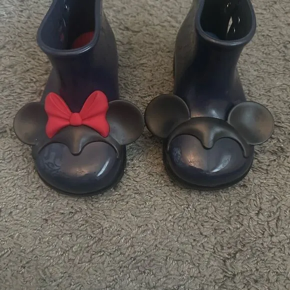 Mini Melissa Minnie and Mickey Rain Boot Sz 10