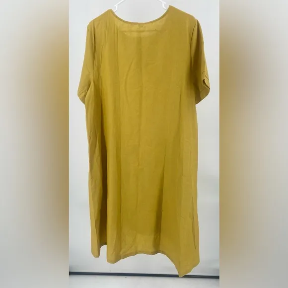Minibee embroidered high low dress,‎ cotton linen blend, size large