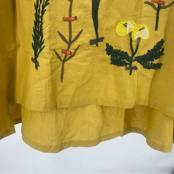 Minibee embroidered high low dress,‎ cotton linen blend, size large