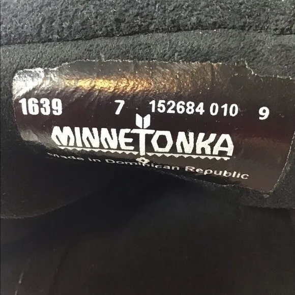 Minnetonka Suede Leather 3-Layer Fringe Boot Black Size 5 New
