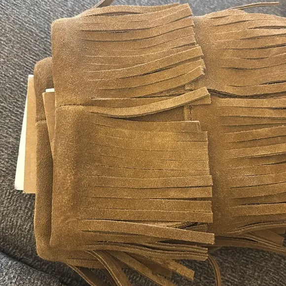 Minnetonka Suede Tan Western Bohemian Fringe Boots Size 7