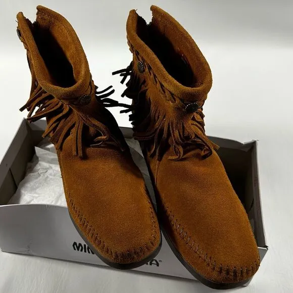 Minnetonka - Women's Hi-Top Back Zip Boot Brown Suede - Size 8 M