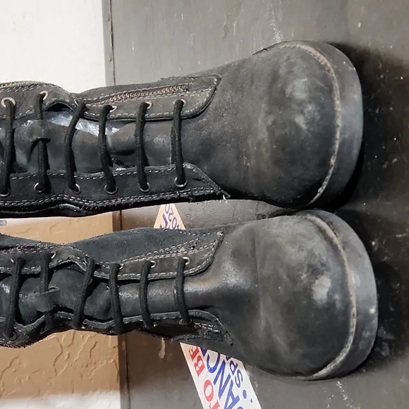 MISS SIXY 36M Blair Black Leather Suede Double Side Zipper Lace Up Boots