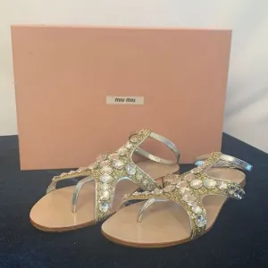 Miu Miu glitter pirite flat sandals