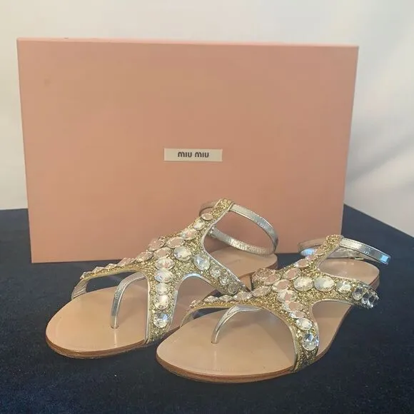 Miu Miu glitter pirite flat sandals