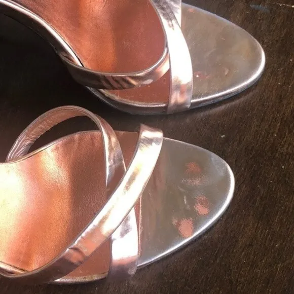 MIU MIU Rose Gold Metallic Leather Sandals EUR 39