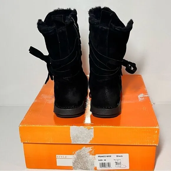 Miz Mooz Prance Suede Wide Width Wool Lined Ankle Boots