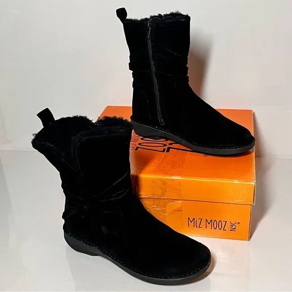 Miz Mooz Prance Suede Wide Width Wool Lined Ankle Boots