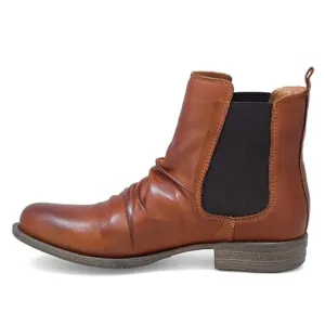 Miz Mooz Womens Lissie Cognac Genuine Leather Chelsea Boots Size 8 Slip-on