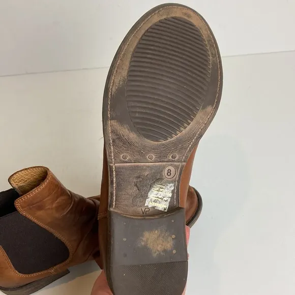 Miz Mooz Womens Lissie Cognac Genuine Leather Chelsea Boots Size 8 Slip-on