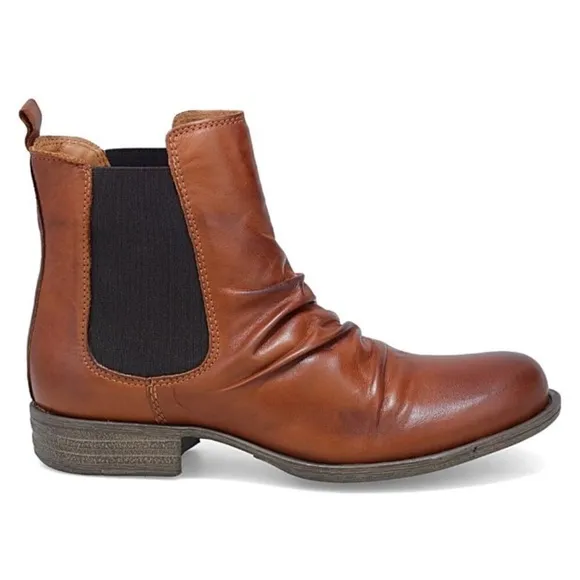 Miz Mooz Womens Lissie Cognac Genuine Leather Chelsea Boots Size 8 Slip-on