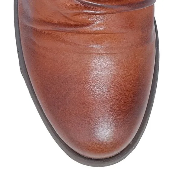 Miz Mooz Womens Lissie Cognac Genuine Leather Chelsea Boots Size 8 Slip-on