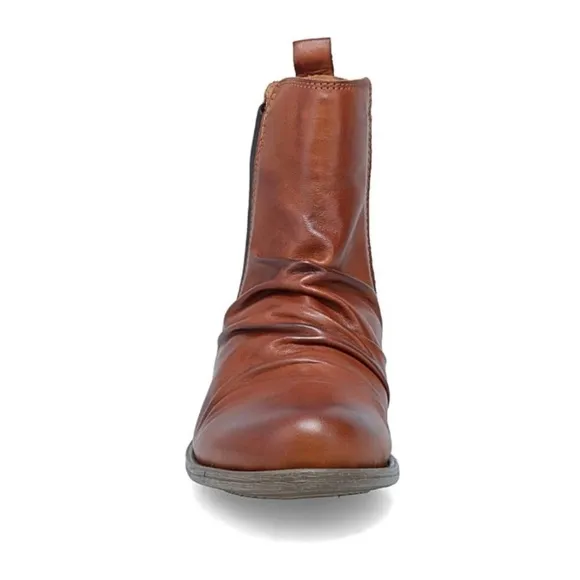 Miz Mooz Womens Lissie Cognac Genuine Leather Chelsea Boots Size 8 Slip-on