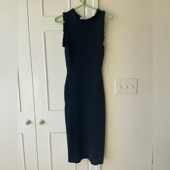 Modern Citizen Madelyn Ruffle Trim Midi Dress Black Womens Size S