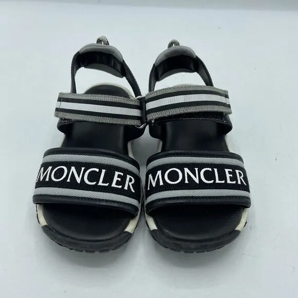 Moncler Enfant Logo Strap Flat Kids Sandals Black Sz EU 27 US 11
