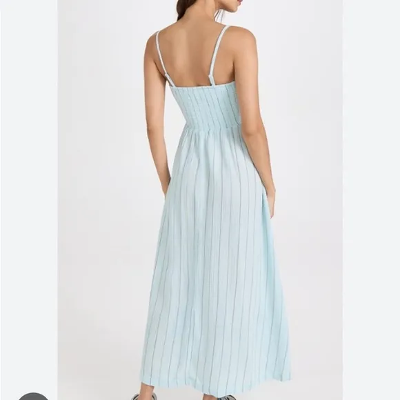 Monrow Navy Blue Gauze Smocked Long Dress