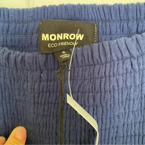 Monrow Navy Blue Gauze Smocked Long Dress
