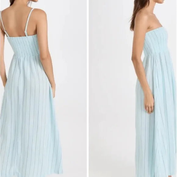 Monrow Navy Blue Gauze Smocked Long Dress