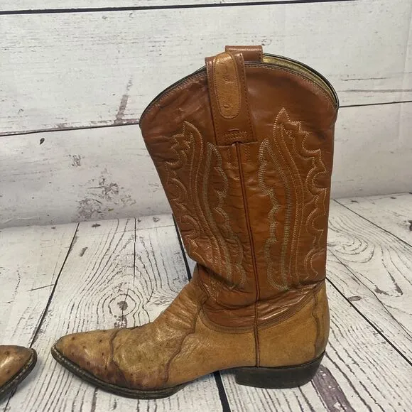 Montana Cowboy Boots‎ Mens 7E Brown Leather Pull On Western Pointed Toe