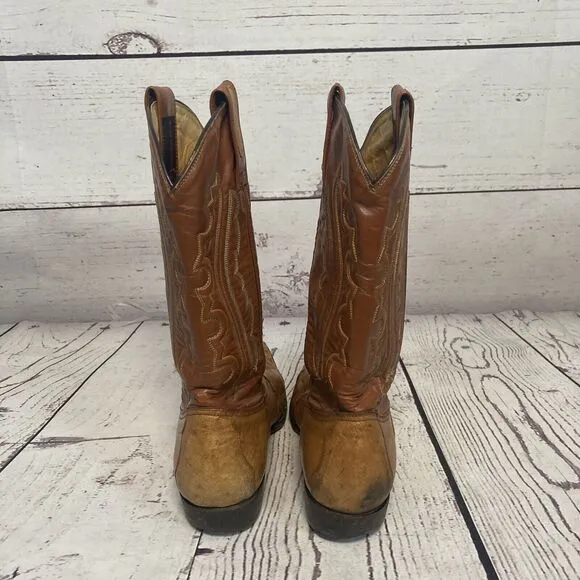 Montana Cowboy Boots‎ Mens 7E Brown Leather Pull On Western Pointed Toe