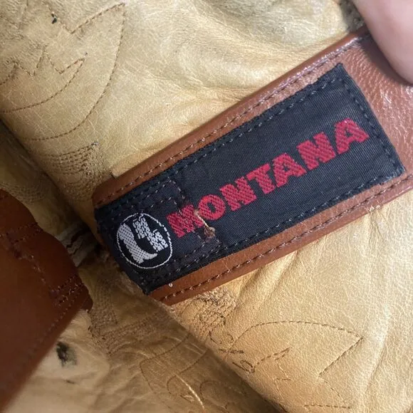 Montana Cowboy Boots‎ Mens 7E Brown Leather Pull On Western Pointed Toe