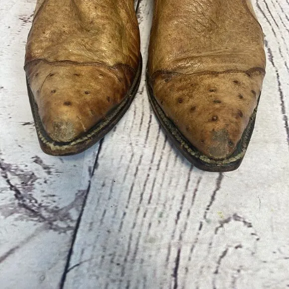 Montana Cowboy Boots‎ Mens 7E Brown Leather Pull On Western Pointed Toe