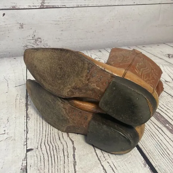 Montana Cowboy Boots‎ Mens 7E Brown Leather Pull On Western Pointed Toe