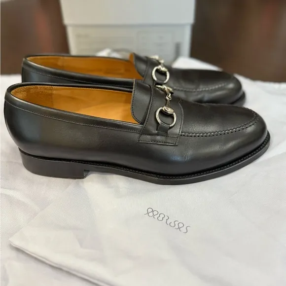 Morjas Black Leather Horsebit Loafers Like New