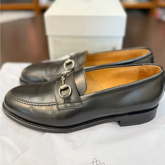 Morjas Black Leather Horsebit Loafers Like New