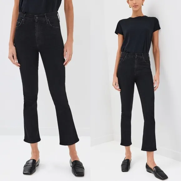 Mother Denim Insider Crop Jeans Not Guilty Black Straight Leg Bootcut Size 26
