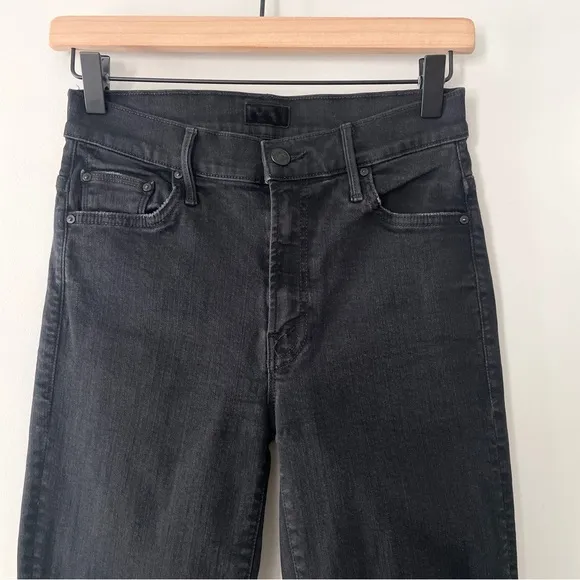 Mother Denim Insider Crop Jeans Not Guilty Black Straight Leg Bootcut Size 26