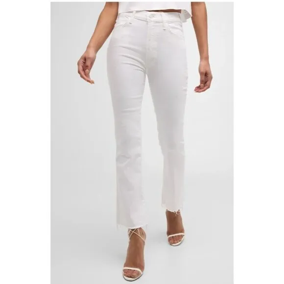 MOTHER The Hustler Ankle Fray Jeans Bright White Sz 26 &quot;Fairest of Them All&quot; EUC