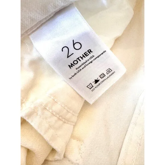 MOTHER The Hustler Ankle Fray Jeans Bright White Sz 26 &quot;Fairest of Them All&quot; EUC