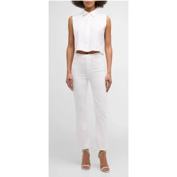 MOTHER The Hustler Ankle Fray Jeans Bright White Sz 26 &quot;Fairest of Them All&quot; EUC