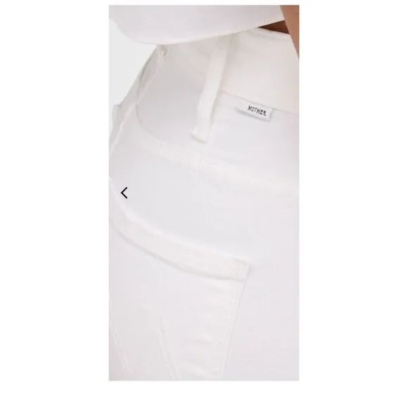 MOTHER The Hustler Ankle Fray Jeans Bright White Sz 26 &quot;Fairest of Them All&quot; EUC