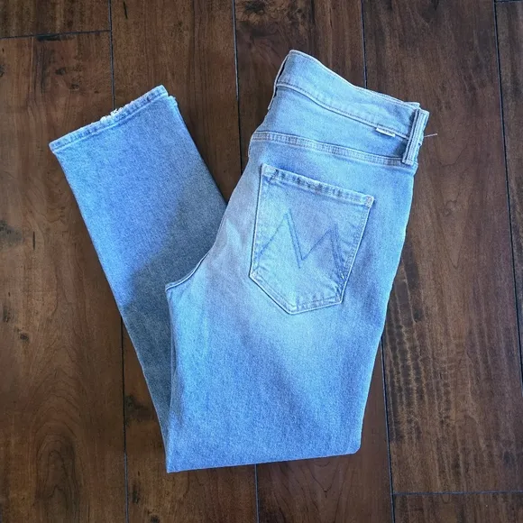 Mother The Scrapper Ankle Button Fly High Rise Stretch Straight Leg Jeans Sz 26