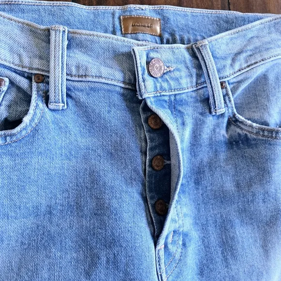 Mother The Scrapper Ankle Button Fly High Rise Stretch Straight Leg Jeans Sz 26