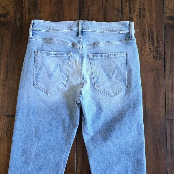 Mother The Scrapper Ankle Button Fly High Rise Stretch Straight Leg Jeans Sz 26