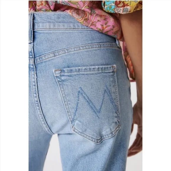 Mother The Scrapper Ankle Button Fly High Rise Stretch Straight Leg Jeans Sz 26